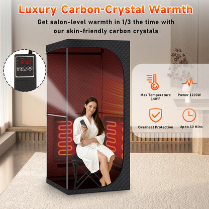 Fulove Portable Infrared Sauna Room, Dry Sauna Tent for Detoxification and Relaxation with Red Light Therapy and Folding Chair, 9 Levels, 32″×35″×71″