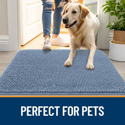 OLANLY Dog Door Mat - Absorbent Non-Slip Washable Doormat for Muddy Paws | 24x16 Airy Blue