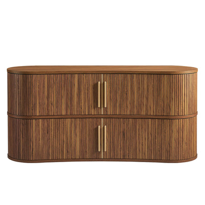 Radcliffe 63" Inch Curved Fluted Sideboard Buffet Cabinet in Walnu