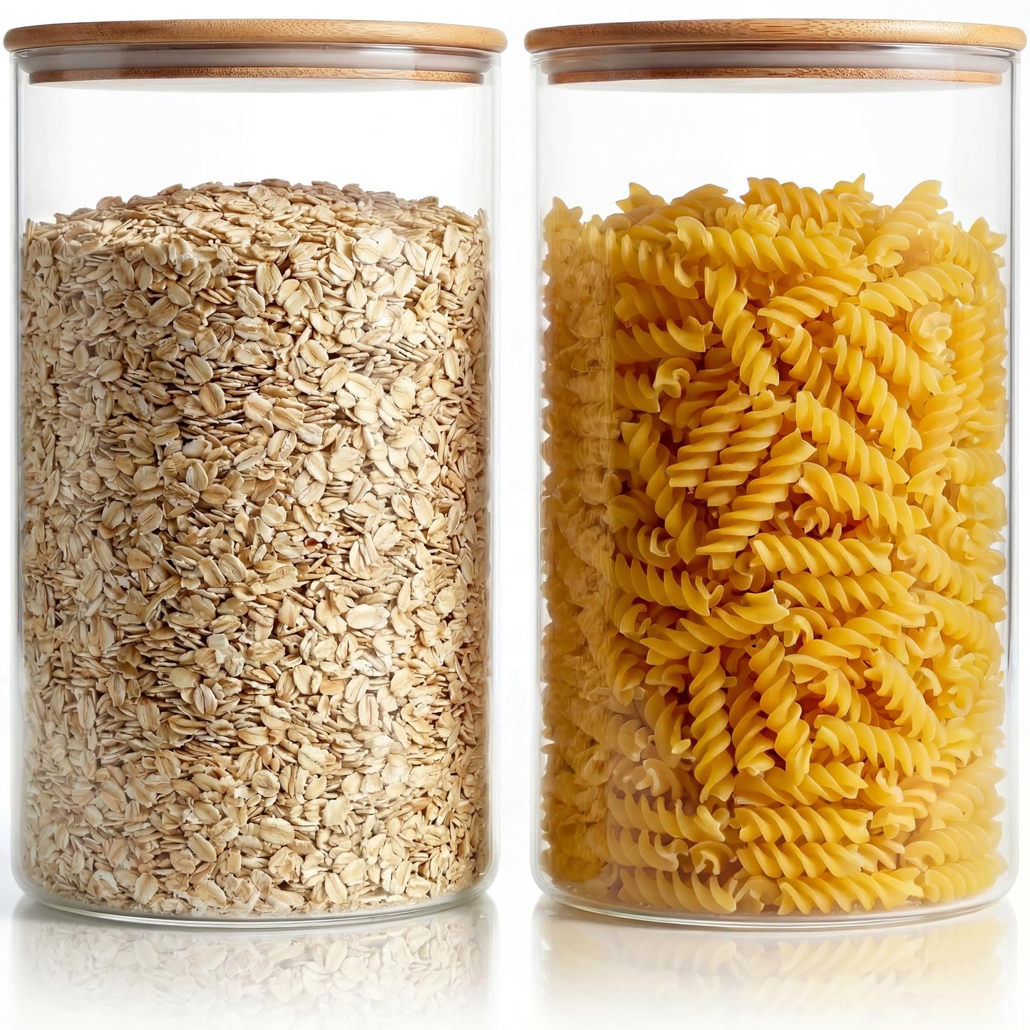HomArtist Extra Large Glass Flour and Sugar Storage Containers with Airtight Lids,132 floz x2 [Set of 2] Big Glass Jars with Bamboo Lids, Air Tight Food Storage Jars for Cereal, Pasta, Rice, Coffee