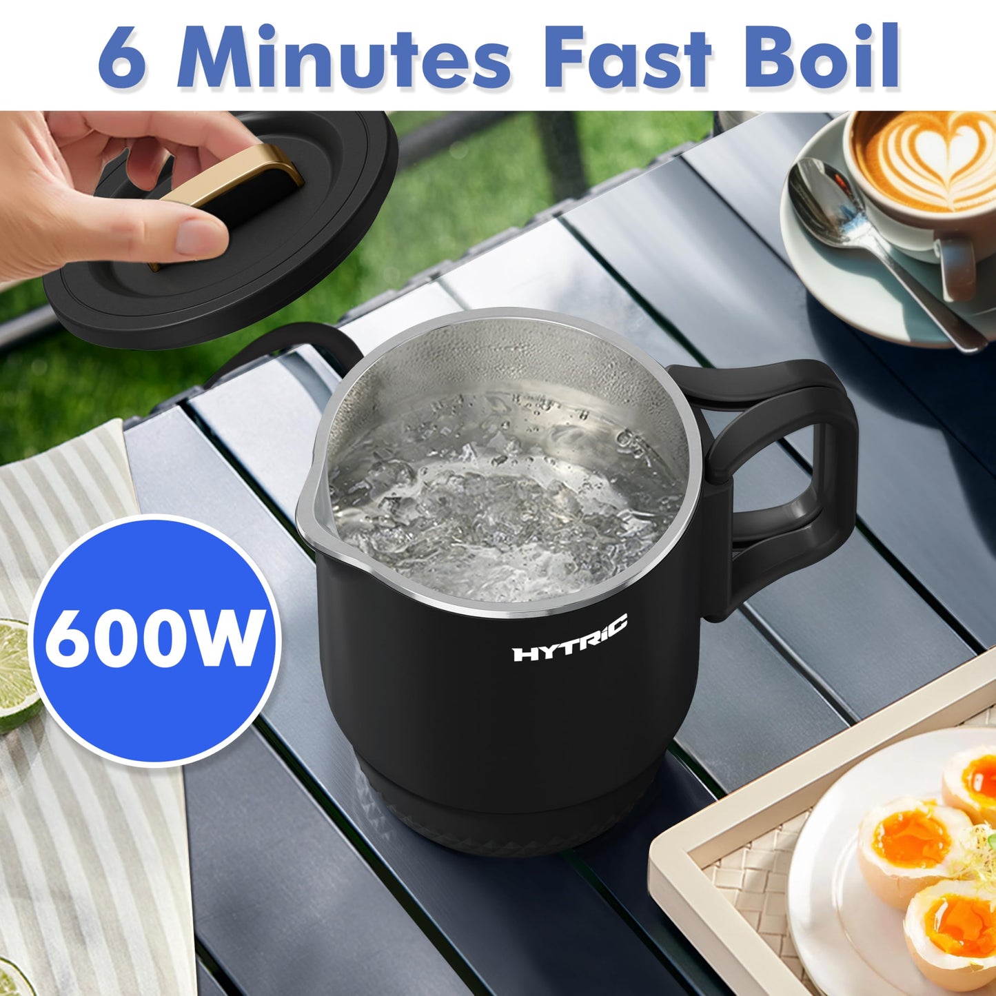HYTRIC Travel Electric Kettle, 650ML Foldable Small Electric Kettle, Stainless Steel Portable Kettle with Dual Power Control, Collapsible Small Kettle Electric, Auto Shutoff & Boil Dry Protection