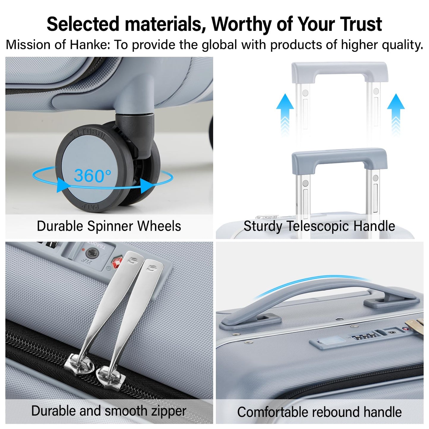 Hanke 28 Inch Checked Luggage with Cup Holder and USB Ports, Top Opening Hard Shell Suitcase with Wheels, Aluminum Frame Large Trunk Luggage with Foldable Divider & TSA Lock for Travel, Gray