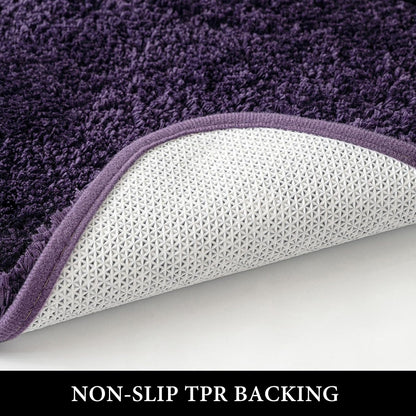 MIULEE U Shaped Toilet Rug for Bathroom - Soft Microfiber Contour Bath Rugs, Non-Slip Rubber Back, Dark Purple