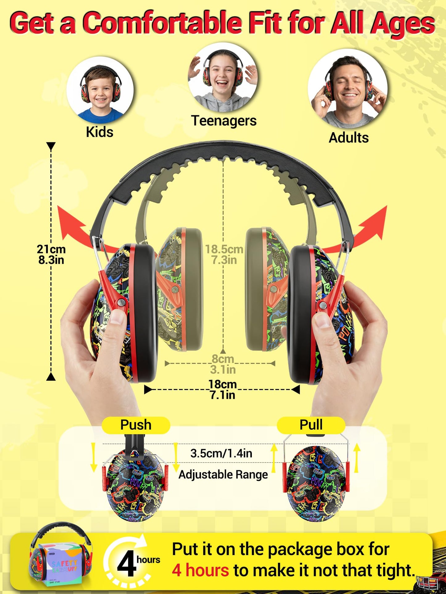 Dr.meter Kids Ear Protection for Monster Jam, 27.4dB Noise Cancelling Headphones for Kids Adults, Adjustable Ear Muffs for Noise Reduction for Airplane, Fireworks, Concerts and Sports Events