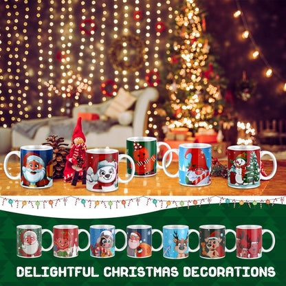 Tioncy Set of 16 Christmas Coffee Mugs Bulk 11 oz Holiday Ceramic Mugs Set with Handles Santa Xmas Tree Snowman Ceramic Coffee for Women Men Christmas Gifts Hot Tea Coffee