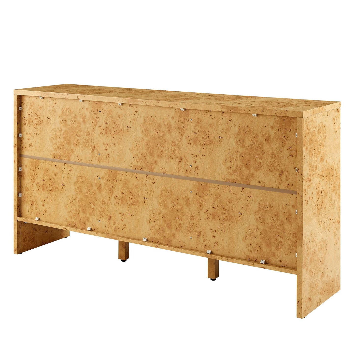 Modway Hudson Burl Wood Sideboard with 3 Doors in Natural - Modern Buffet Cabinet - Versatile High TV Stand Media Cabinet - 60 Inch Storage Sideboard for Living Room with Doors and Shelves
