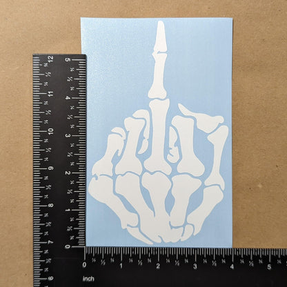 Skeleton Hands 4 Pack: Rock on Skeleton Hand Left and Right, Rock N Roll Gesture Decal, Skeleton Finger Decals (Large ~6", White)