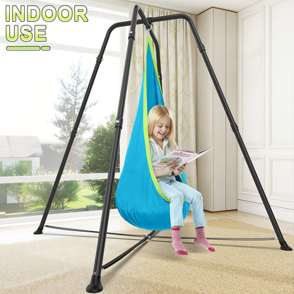 Swing Stand with Sensory Swing, Swing Frame with Pod Swing, X-Shaped Swing Set, Metal Swing Chiar with Stand for Adults Indoor and Outdoor 330LBS (Aqua Gradient)