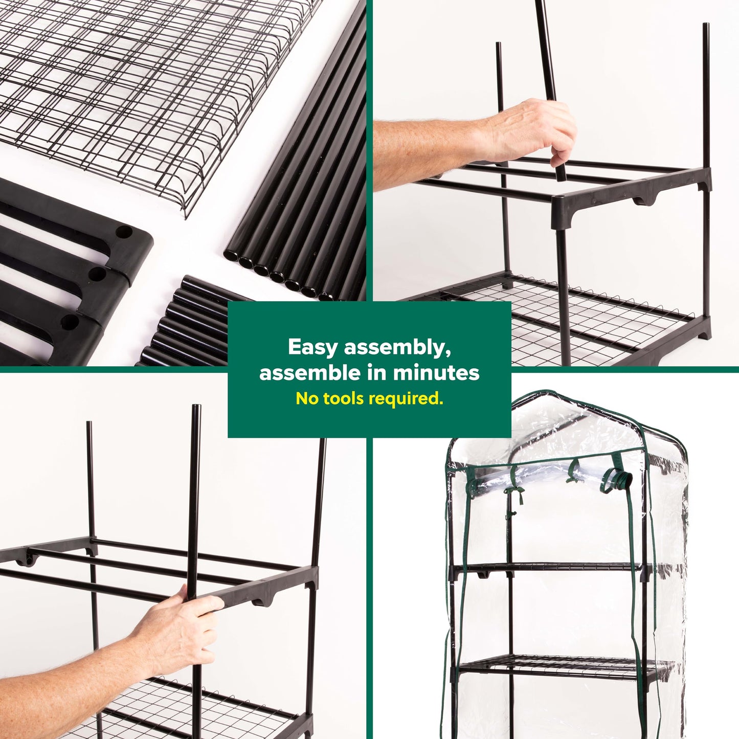 Gardman R687 4-Tier Mini Greenhouse, 27" Long x 18" Wide x 63" High Black