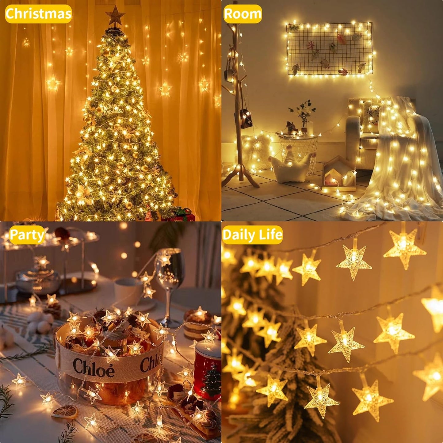 17 50 Star String Lights Twinkle Lights Battery Operated, ft LEDs Classroom Decor Fairy Lights, String Lights Battery