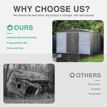 Jaxenor 8x8 FT Outdoor Wood Storage Shed, Garden Tool Shed with Windows, Outside Storage Shed Waterproof for Garden, Backyard, Patio, 4 Vents (Without Floor) Gray