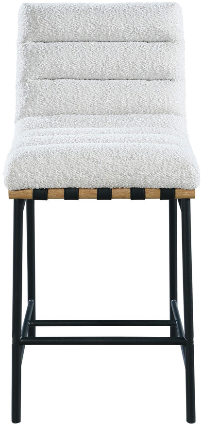 Meridian Furniture 857Cream-C Burke Collection Modern | Contemporary Boucle Fabric Upholstered Counter Stool, Cream, 18" W x 24" D x 37.5" H