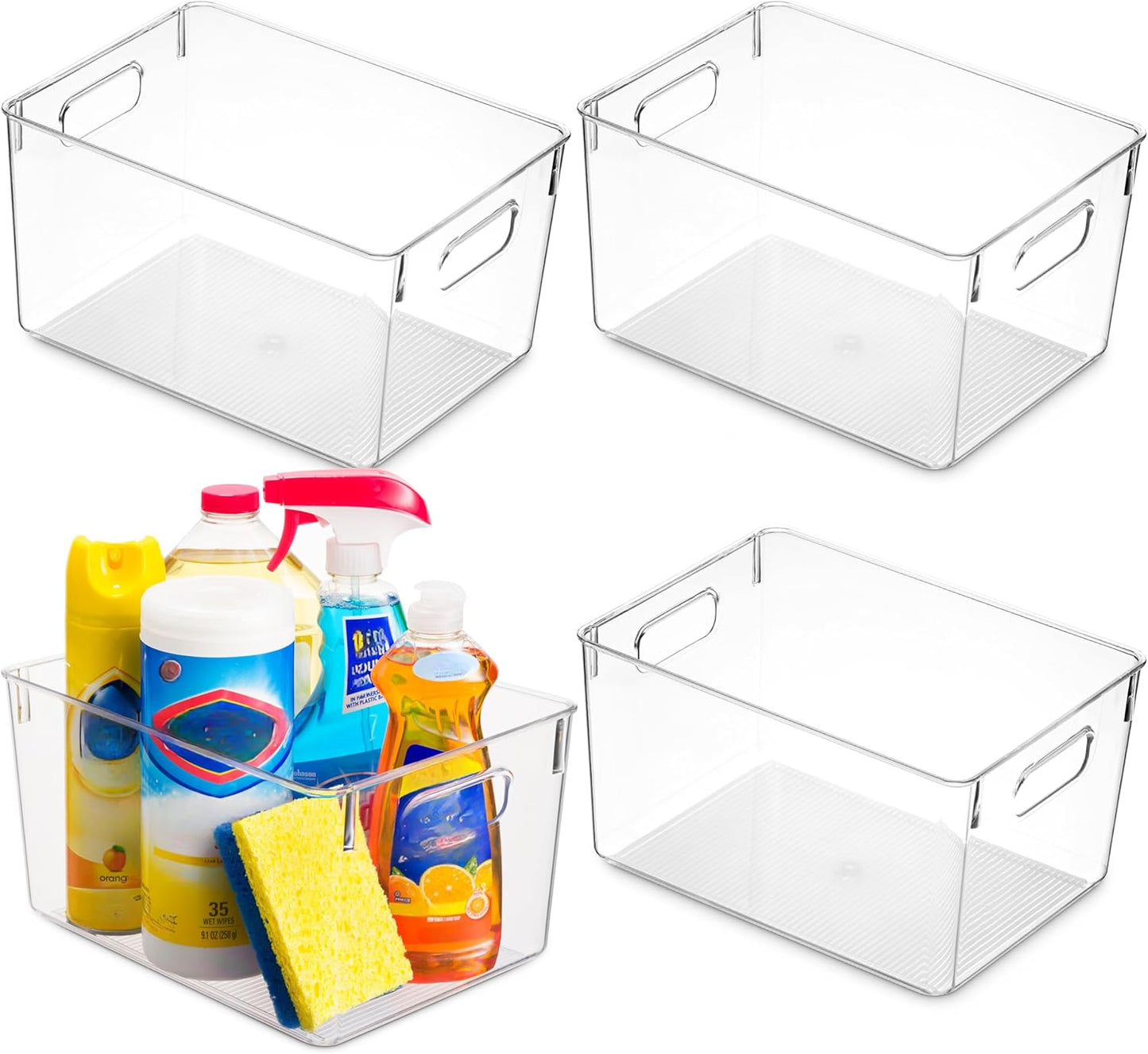 Pack 4 Countertops, Of Plastic Kitchen Organization Pantry Storage Bins - Fridge Organizer Household Food Baskets