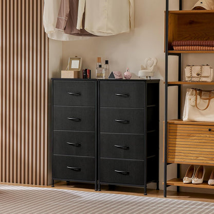 Sweetcrispy Dresser for Bedroom with 4 Drawers, Skinny Fabric Storage Tower, Chest of Drawers for Closet, Living Room