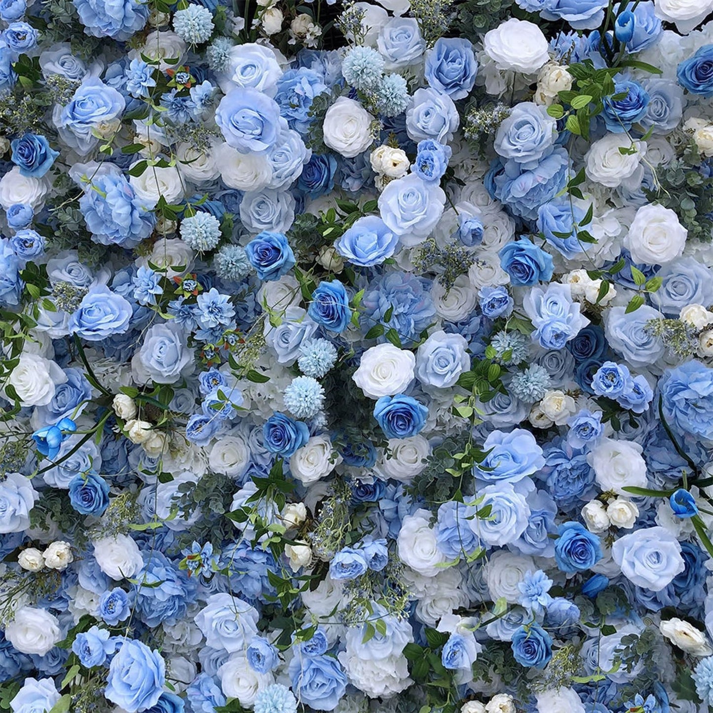 UYCVT Handmade Blue Roses Wall Large Artificial Flower Wall Backdrop Panels, Rose Wedding Backdrop 3D Floral Wall Fabric Flower Wall for Party Baby Shower Bridal Wedding Backgr-1m*1m/3.28 * 3.28FT