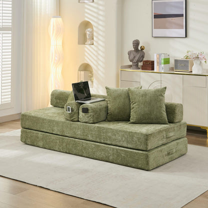 KEIKI Convertible Folding Mattress Couch, Floor Sofa Bed, Floor Sofa Lounge Couch for Living Room Bedroom, Green