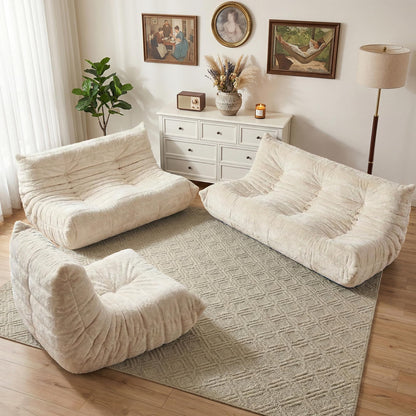 HABUTWAY Bean Bag Chair, Giant Bean Bag Chairs for Adults, 3 Seater Fireside Chair, Lazy Large Floor Bean Bag Sofa for Living Room, Bedroom, Dorm, Office (Beige)