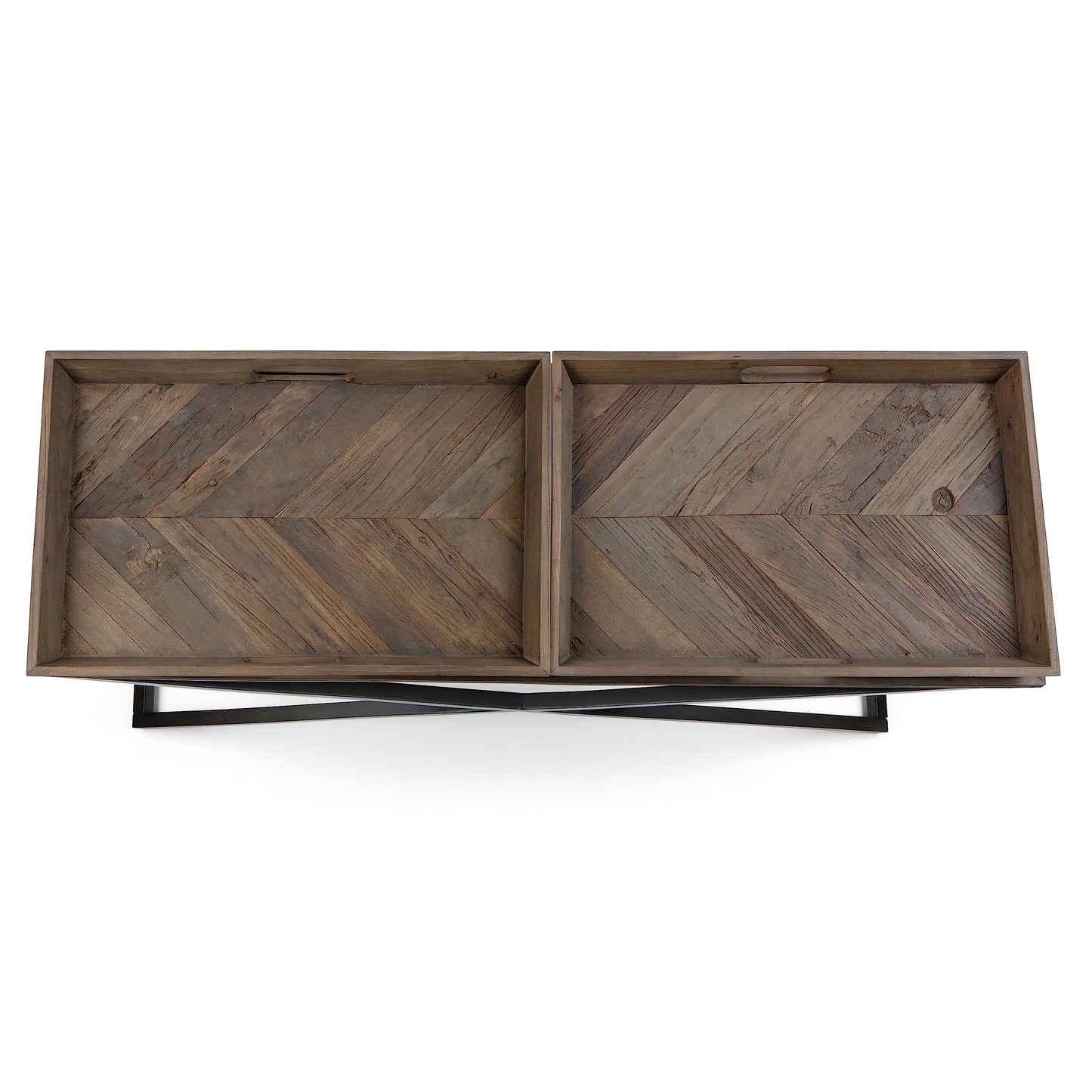 SIMPLIHOME Damien SOLID AGED ELM WOOD and Metal 50 inch Wide Modern Industrial Console Table in Distressed Natural Elm for the Living room Entryway and Bedroom