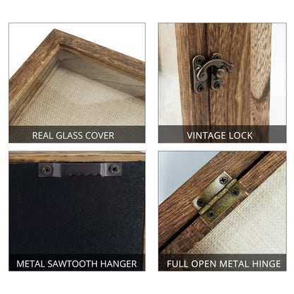 GraduatePro Shadow Box Frame 11x14 Display Case with Linen Back, Real Glass Window Door with Hinge, Picture Frame Wedding Bouquet Memorabilia Medals Photos Memory Box for Keepsakes, Carbonized Black