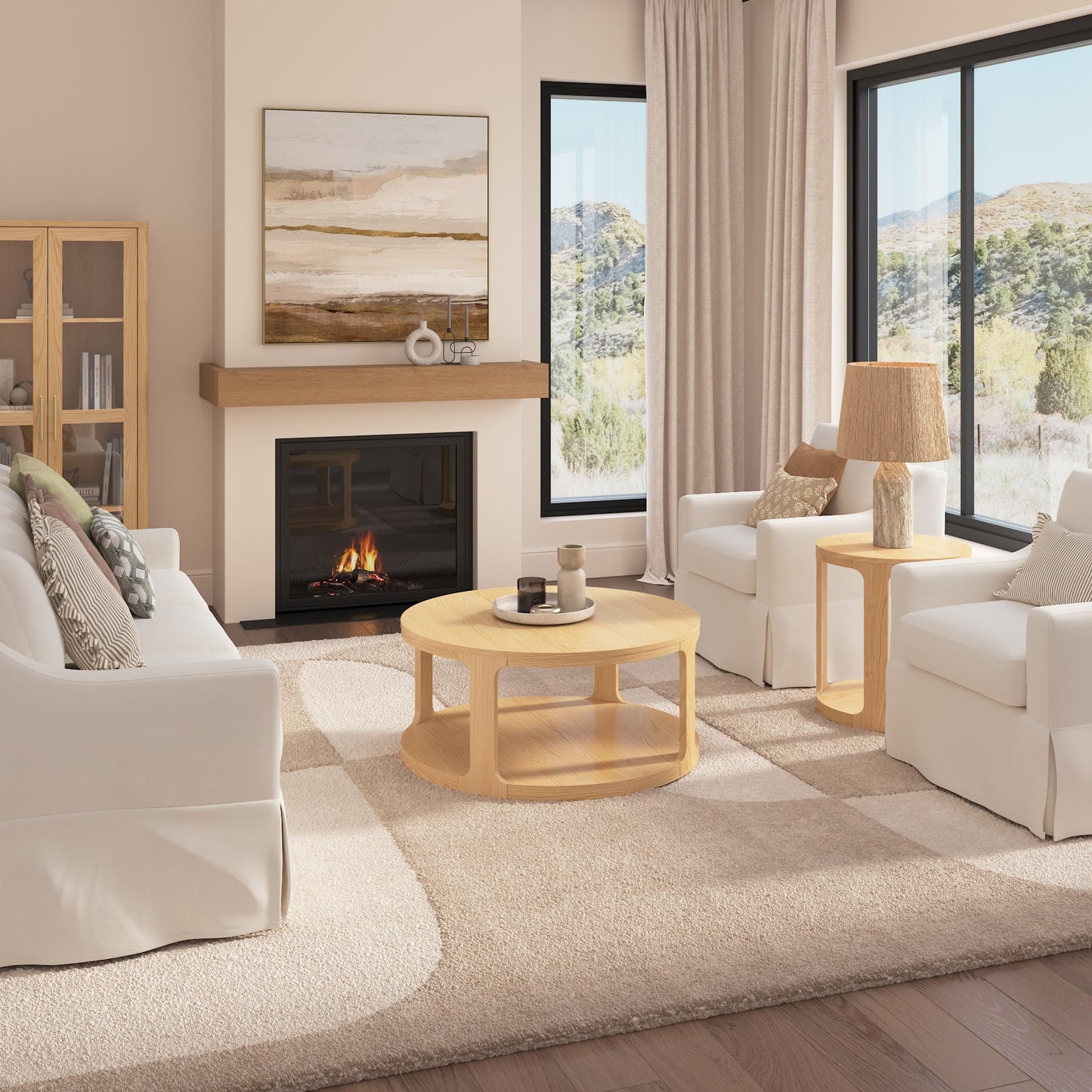 Bush Home Vera Small Round End Table, Living Room Furniture, Vera Collection, Natural White Oak