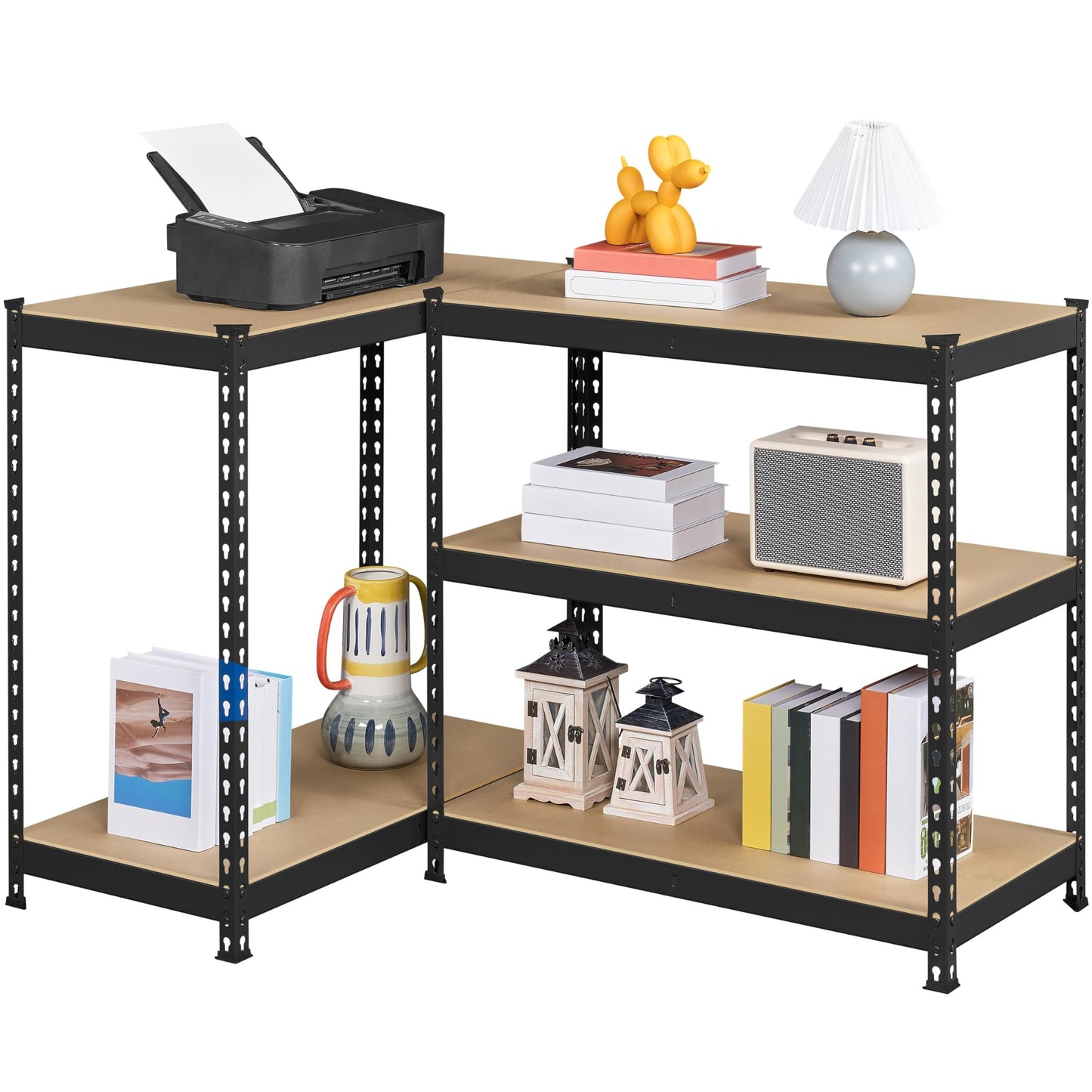 Yaheetech Standing Shelf Units 5 Tier Shelving Unit, 3 Pack Adjustable Garage Shelving Metal Shelving Unit Utility Rack Heavy Duty Industrial Shelving, 35.5″ L × 17.5″ W × 72″ H - Black