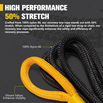 BUNKER INDUST Offroad High Lift Jack with Pair Traction Board Mate + 1"×30ft Kinetic Recovery Rope with 2 Soft Shackles Kit