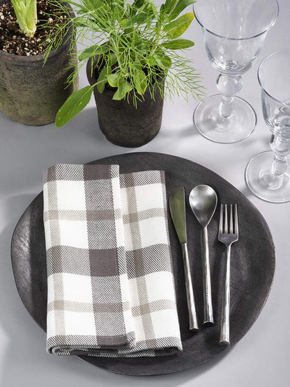 SARO LIFESTYLE Yuri Collection Cotton Napkin, Set of 4, 20", Grey