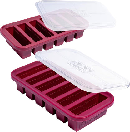 Souper Cubes Silicone Freezer Molds - 1/2 Cup Portion Control for Soups, Sauces & Smoothies | Cranberry - 2-Pack