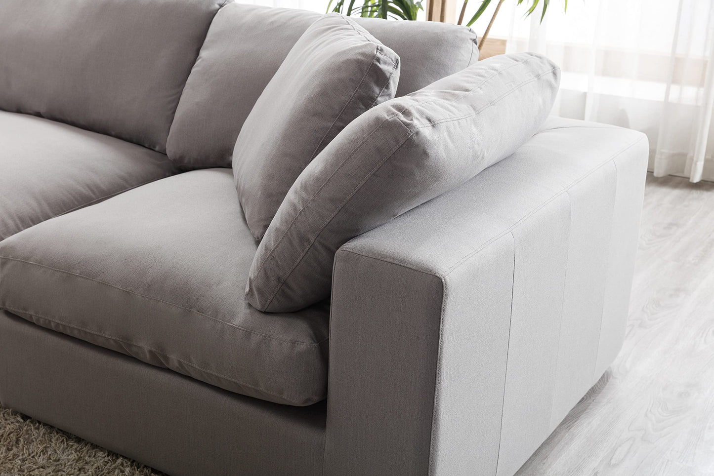 Roundhill Furniture Rivas Contemporary Feather Fill 5-Piece Modular Sectional Sofa with Two Ottomans, Graphite
