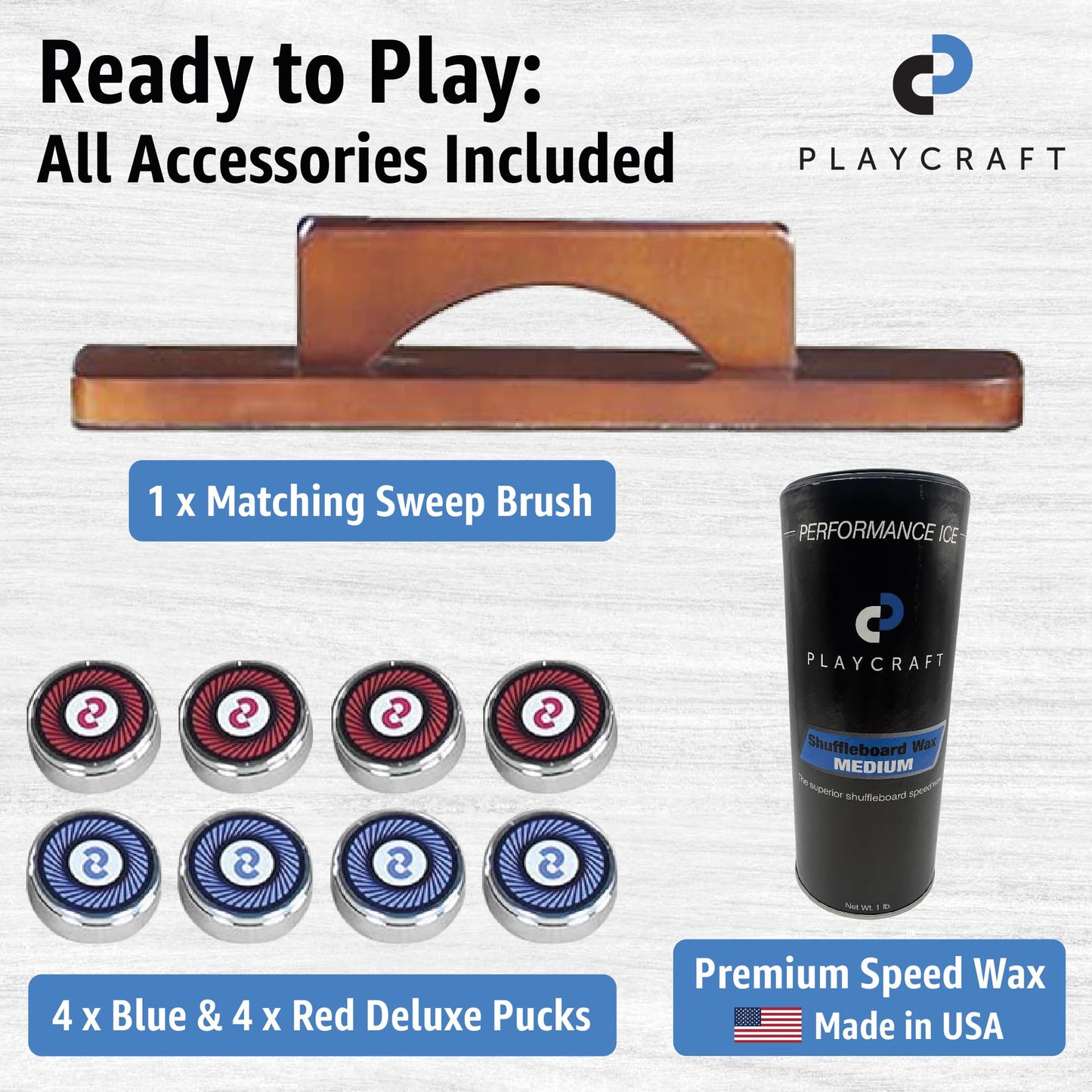 Playcraft Woodbridge Shuffleboard Table with Storage Cabinet - Shuffle Board Game Table Set with Matching Abacus, 8 Pucks, Brush & Wax (Made in USA) - Pro Style Climate Adjusters - Cherry - 12ft