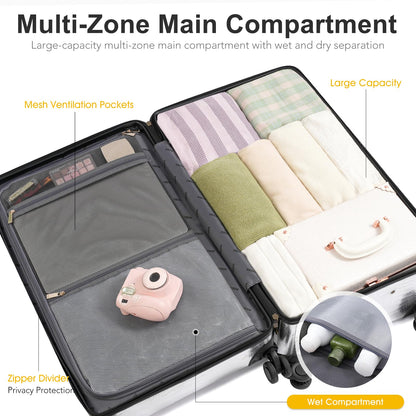 universal trotter 3-Piece High-Capacity Lightweight Vintage PU Leather Luggage Set (20/24/28 Carry-on & Checked), Water-Resistant PU Trunk Style, 360° Spinner Wheels (Silver)