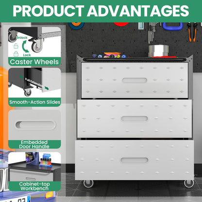 VIYET 4-Pack Rolling Garage Tool Cabinet,Heavy Duty Steel Rolling Tool Chest with Lockable Doors & Adjustable Shelves,Mobile Workshop Storage Cart for Garage Organization,Black/Grey