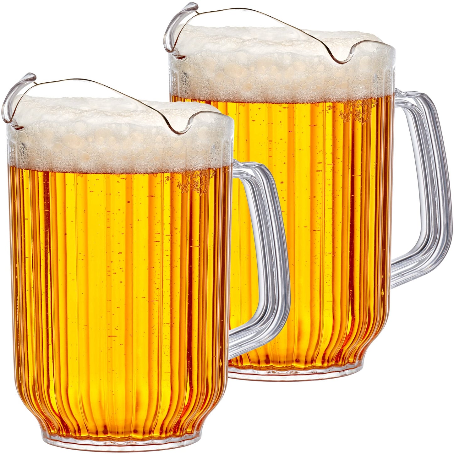 Amazing Abby - Cheerly Beerly - 2-Pack Unbreakable Plastic Beer Pitcher (60 oz) with 3 Spouts, Restaurant-Grade Polycarbonate Beverage Dispenser, Dishwasher-Safe, Great for Beer, Sangria, and More
