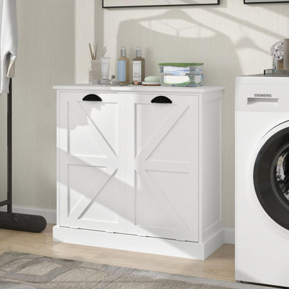 Two Compartment Tilt Out Laundry Sorter Cabinet White WF804