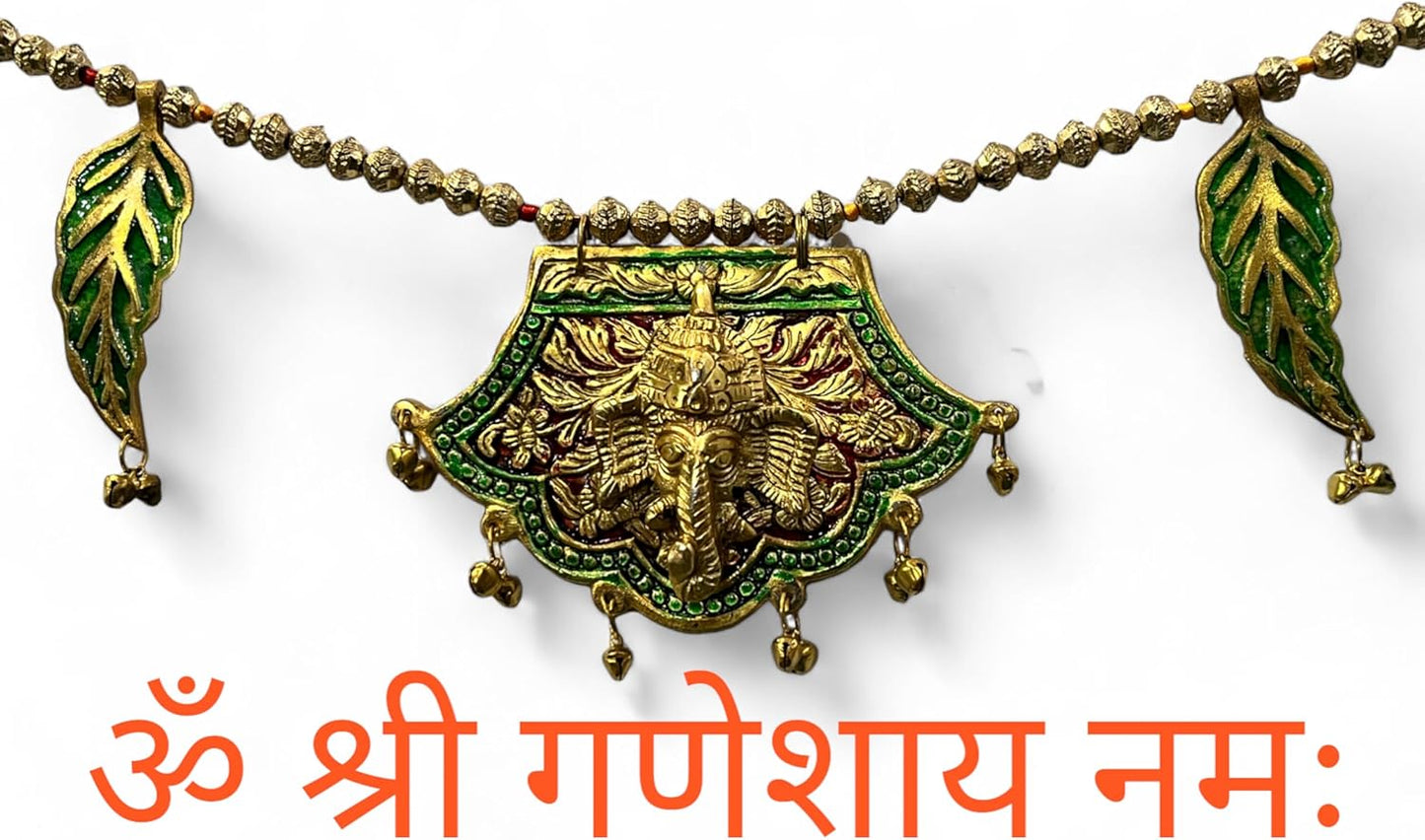 Ganpati Shubh Labh Bandanwar, Handcrafted Multicolour Door Hanging Toran, 33 Inches Approx