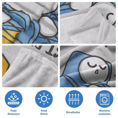 GoMelley Funny Fathers Day Grandpa Gifts, Grandpas Birthday Gift from Grandkids, Grandpa is Not Sleeping Blanket, Super Soft Throws Blanket for Napping, Promoted to Grandpas Gifts, 60" x 50"(Gray)