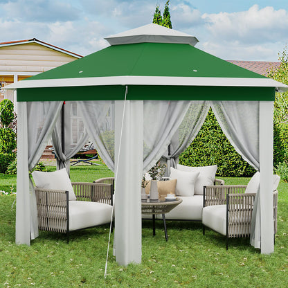 Patikuin Hexagonal Pop-Up Gazebo Tent 13x13 FT – Double Vent Roof, Mosquito Netting, UV & Water Resistant, Adjustable Height, Portable Canopy with Carry Bag for Patio, Backyard, Lawn Parties – Green