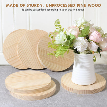 4 Pack 12 inch Round Wooden Plaque, 3/4 Inch Thick Unfinished Wooden Circle Plaque, Natural Pine Wood Coaster Base for Craft Projects, Sign, Painting, Woodcarving, Engraving