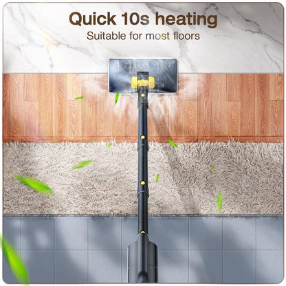 Steam Mop with Detachable Handheld Steam Cleaner, 10-in-1 Multi Accessories, Quick 10s Heat, 350ml and 2-Level Steamer for Cleaning Floor, Carpet, BBQ Grill, Tile, and Grout, Gray