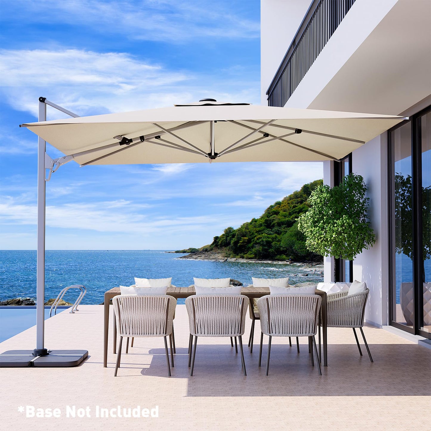 COSIEST 10'x10' Patio Umbrella Cantilever Outdoor Rectangular Offset Umbrella with 360°Rotation, Double Top Heavy Duty Windproof Aluminum Frame for Pool Garden Deck Backyard