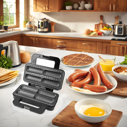 Sausage Roll Maker,800W Double Sided Heating Plates Non Stick Pie Maker Hot Dog Bread Rolls Maker Breakfast Machine for Make 4 Breakfast Sausage Rolls Snacks