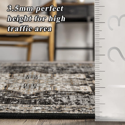 RUUGME Large 12x14 Area Rugs - Large Boho Rugs for Living Room Bedroom Stain Resistant Carpet with Non Slip Backing Low Pile Carpets for Dining Room Office Indoor Home Decor Floor Mat 12X14 Black