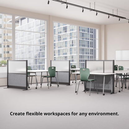 Stand Up Desk Store Expanse Modular Wall | 70'' x 48'' Wall | Expandable Partition Room Divider with Rearrangeable Frosted Acrylic & Sound Absorbent Wide Panels (Silver Frame)