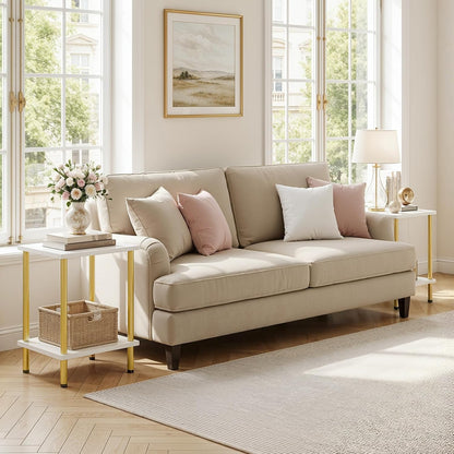 2-Layer DW09BZ01 HOOBRO End Table, Small Side Table, Nightstand with Storage Shelves, Sofa Table for Small Spaces
