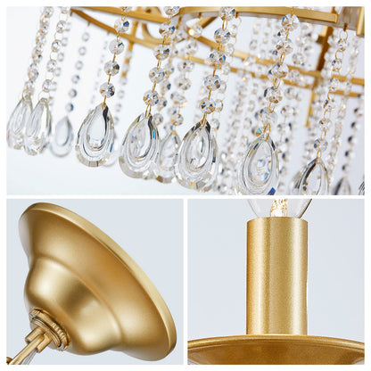WUZUPS Candle Chandelier 12-Light Wagon Wheel Pendant Ceiling Light Modern Lighting Fixture for Bedroom Hallway Bar Kitchen Dinning Living Room Bathroom, Gold