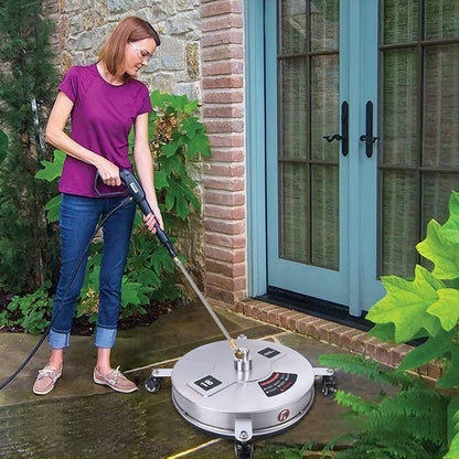 16.5" Pressure Washer Surface Cleaner for Karcher,Stainless Steel Power Washer Attachment with 4 Wheels,2 ExWands,2 Replacement Nozzle, 1/4" Quick Connector,5000 PSI (16.5")