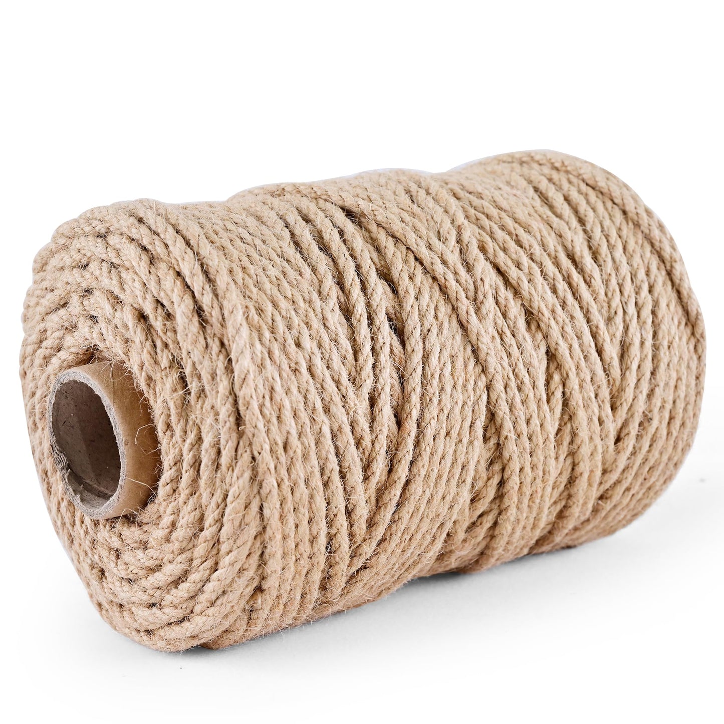 Natural Jute Twine 656ft 4mm,3Ply Twisted Thick Twine Rope Strong Jute String Roll for Crafts Gift Wrapping Gardening Home Decor Bundling Cat Scratching Post