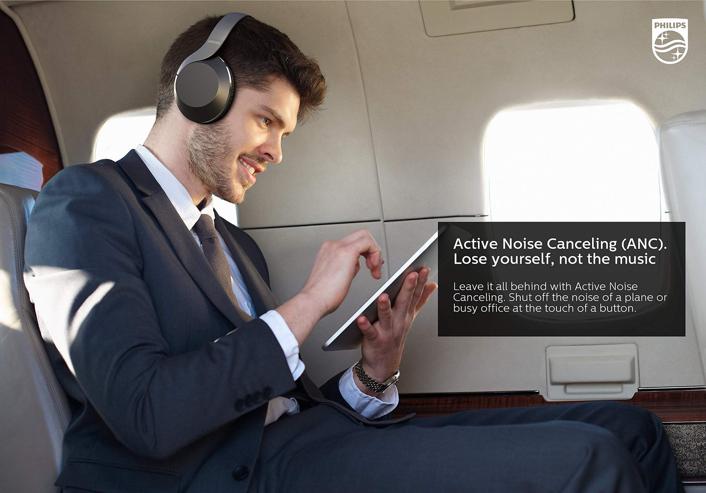 Philips PH805 Active Noise Canceling (ANC) Over Ear Wireless Bluetooth Performance Headphones w/ Hi-Res Audio, Comfort Fit and 30 hours of playtime (TAPH805BK)