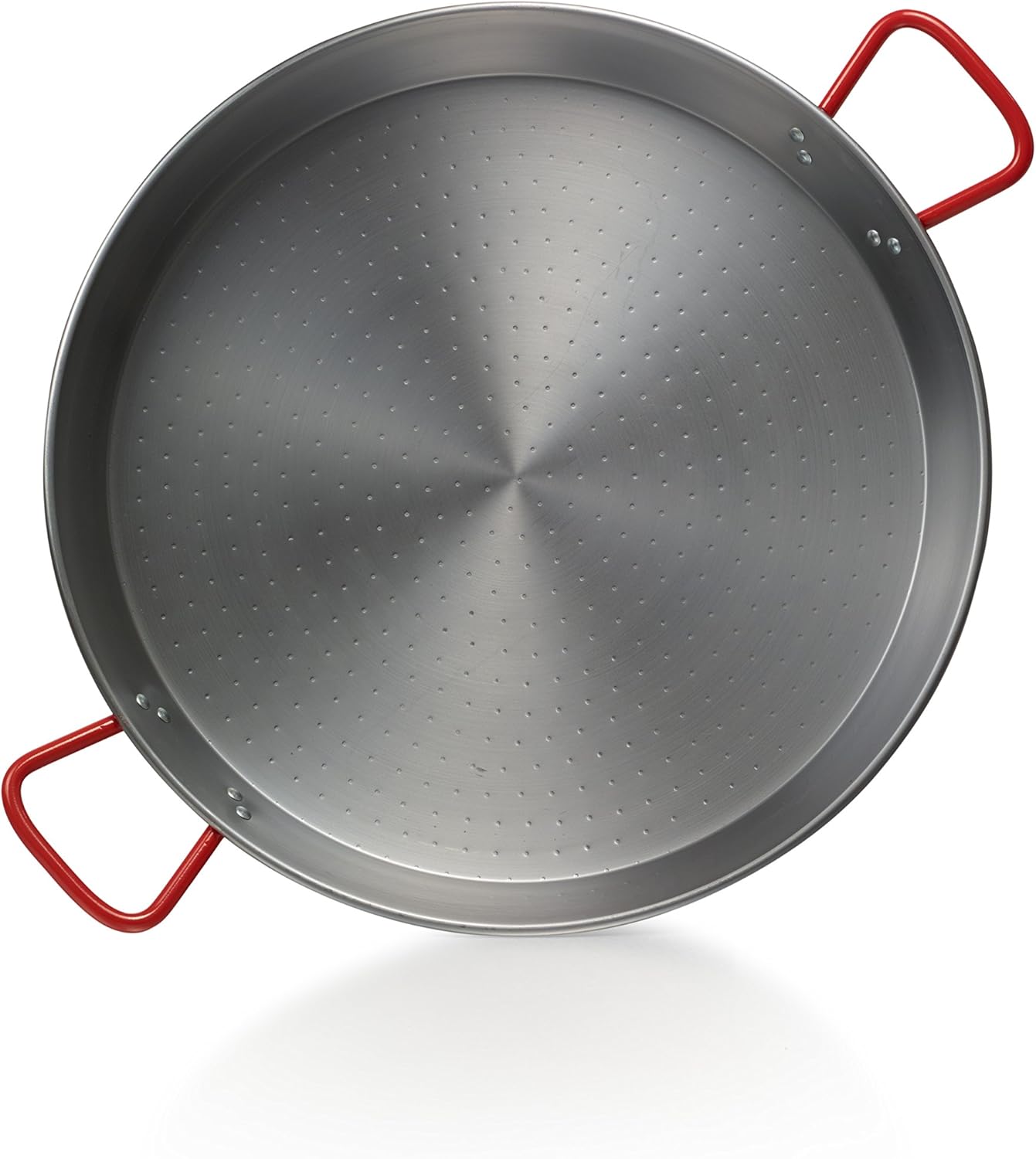 Garcima La Ideal Polished Steel Paella Pan, 30 cm, Silver/Red
