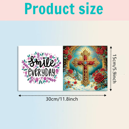 MaiYiYi 6 Pack DIY Cross Diamond Painting Greeting Cards Kit, Cross Flower Diamond Art Greeting Cards, Rose Diamond Art Cards with Envelopes for Family Friends Holiday Birthday